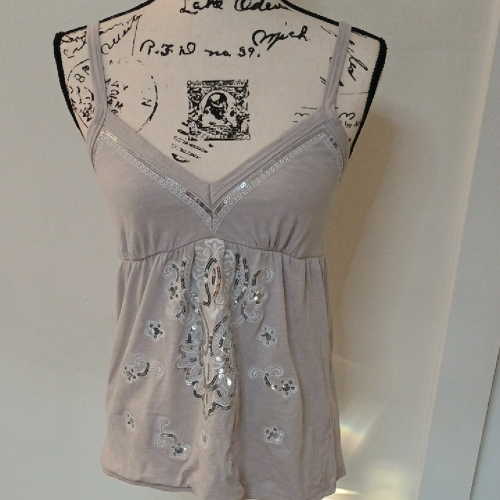 INC International Concepts Gray Sequin Front Camisole